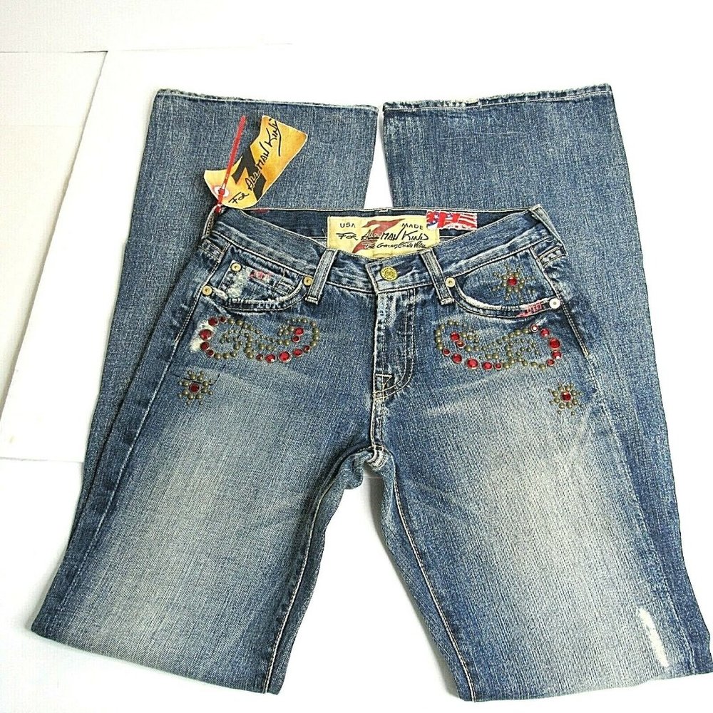 7 For All Mankind Blue Flare & Wide Leg Jeans